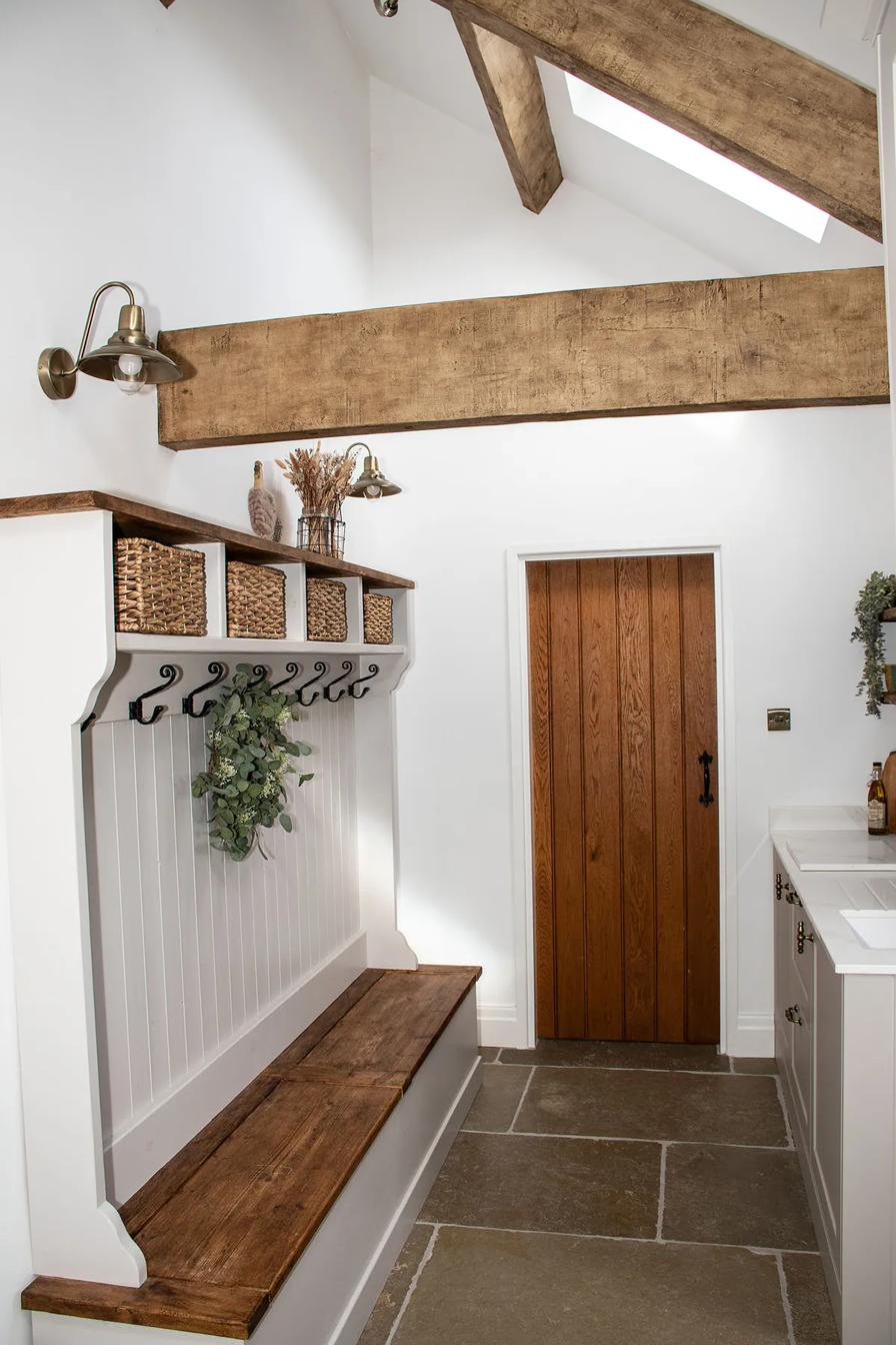 Rustic kitchenette and timber door