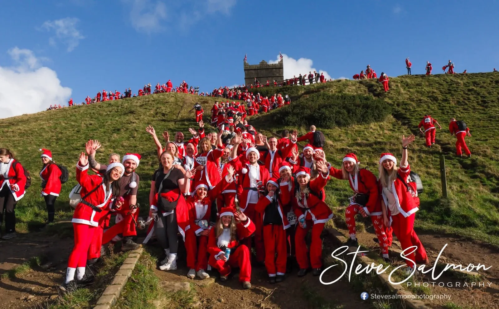 Walkers in Santa suits on Rivington Pike